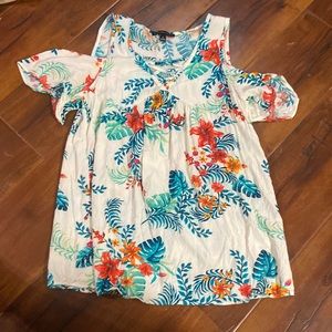 Hawaiian cold-shoulder top